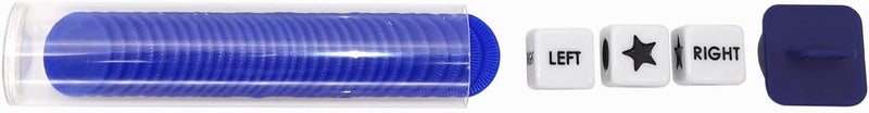 Ahoper Left Right Center Dice Game Prime Set Bundle with 3 Dices + 36 Chips. Round Tube Storage is Very Convenient for Travel. Easy to Store, Carry Around. (Blue) - Image 2